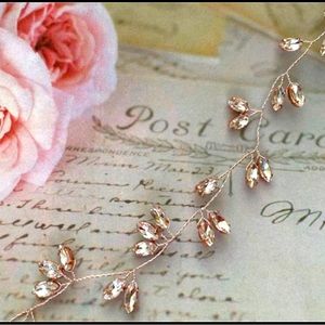 Bridal hair piece crystal Bridal hair vine ROSEGOLD